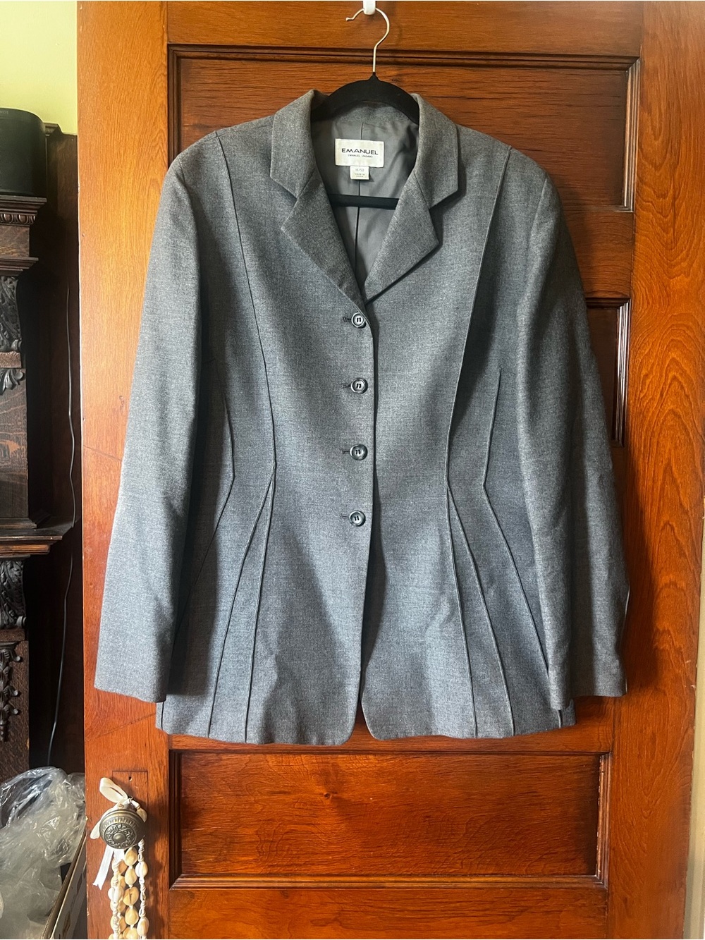 Emanuel Ungaro Women's Charcoal Gray Wool Tailored Blazer